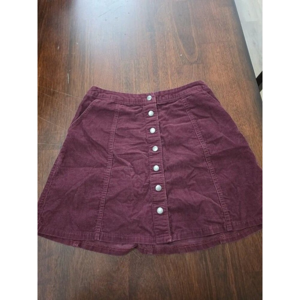 Abercrombie Burgundy Corduroy Button Front Mini Skirt Size 0